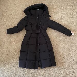 BCBGeneration black Women's Hooded Puffer midi-length jacket